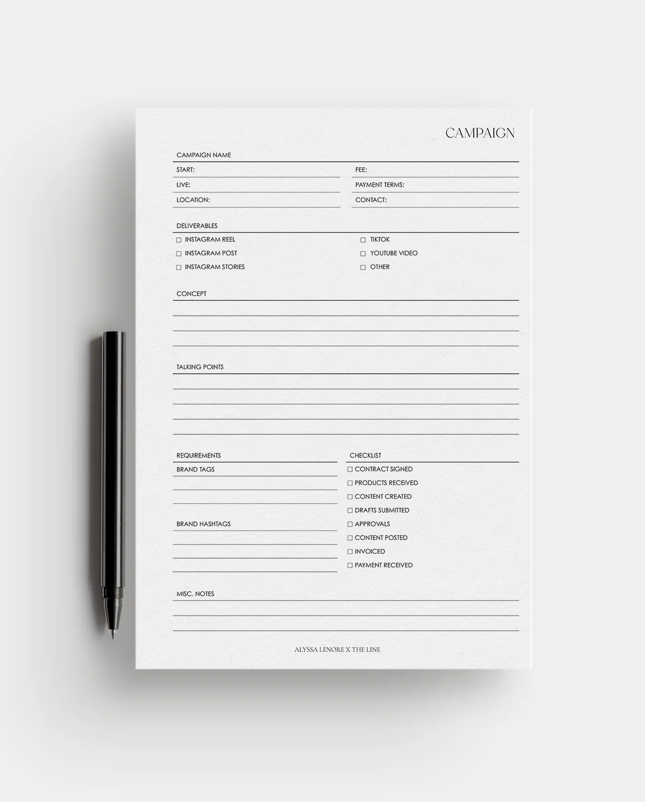 Campaign Planner Inserts | Alyssa Lenore x The Line - Image 4