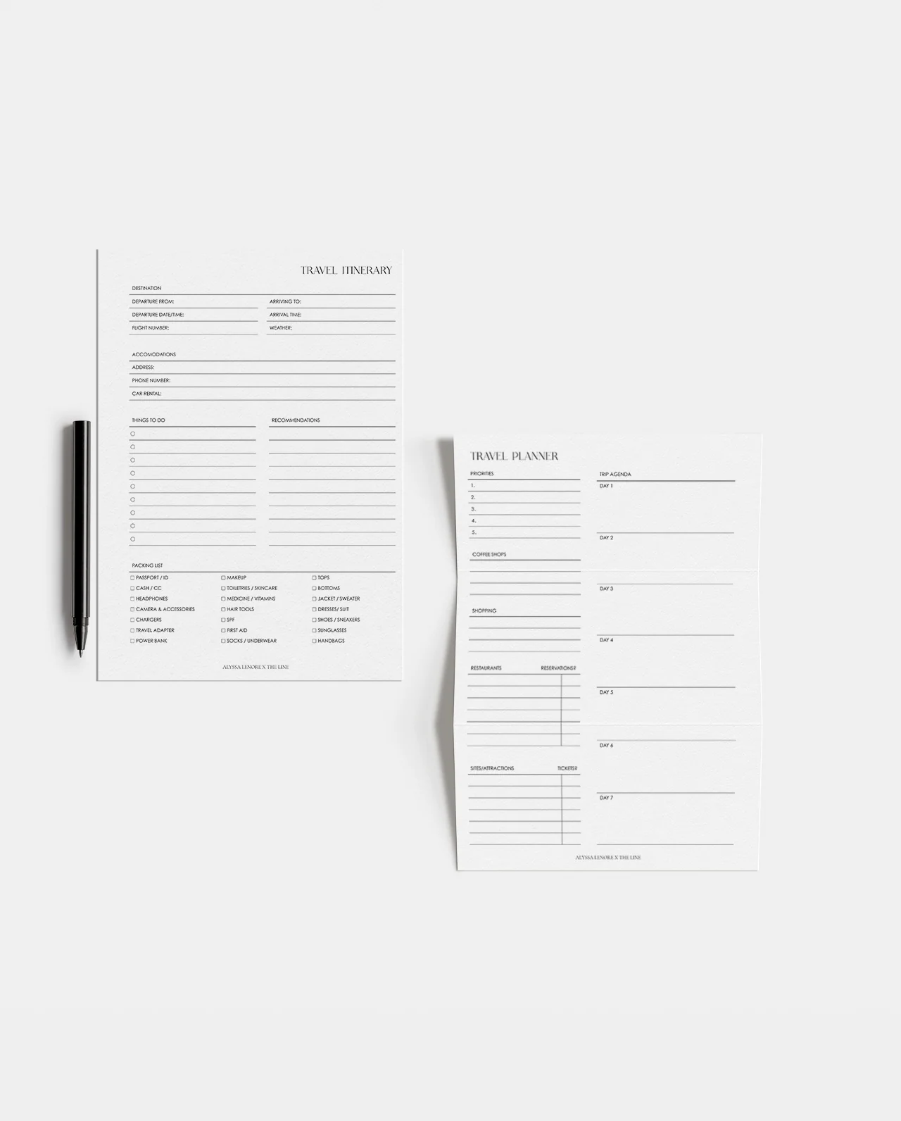 Travel Itinerary & Weekly Planner Inserts | Alyssa Lenore x The Line - Image 3