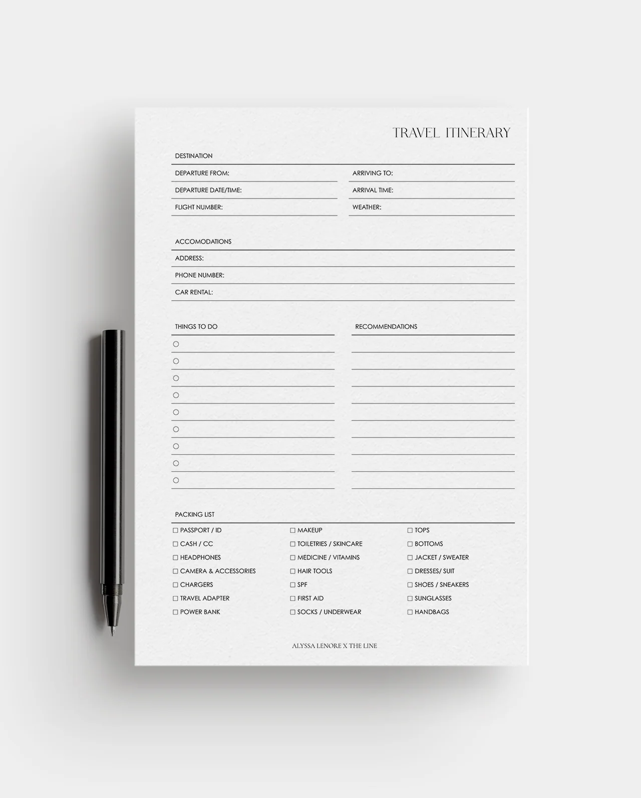 Travel Itinerary & Weekly Planner Inserts | Alyssa Lenore x The Line - Image 4